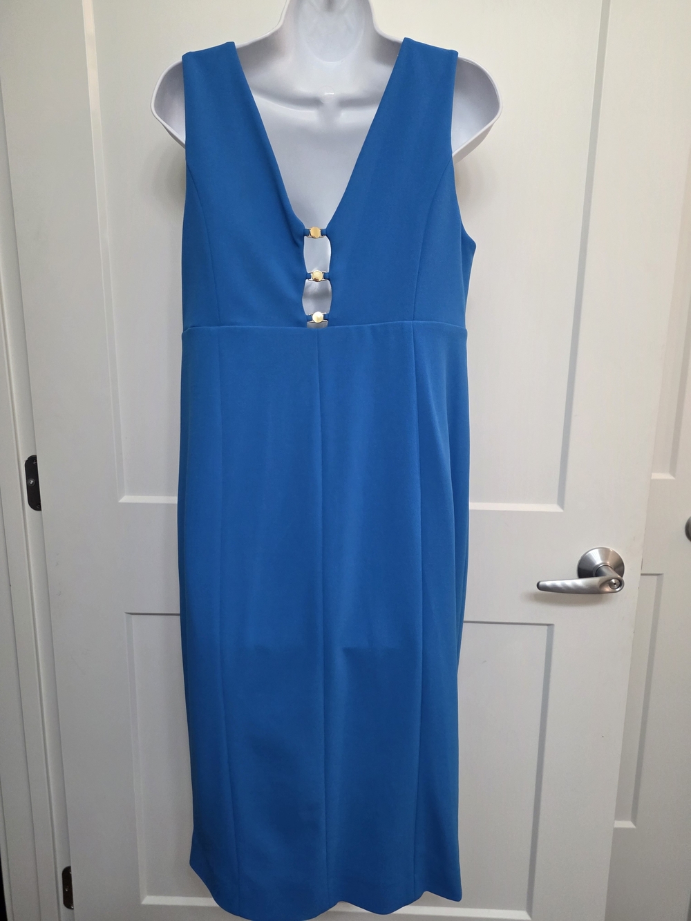 DKNY Classic V Front and Back Blue Dress - Picture 9 of 11